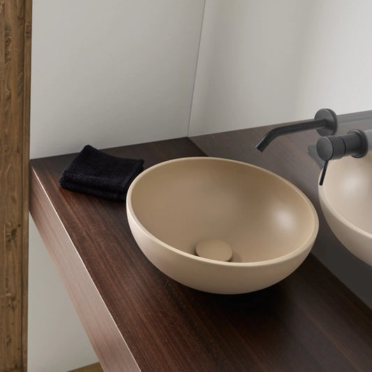 Aufsatzwaschbecken Mineralguss Stone Mira, Rund, Ø 36 cm, Höhe 12,5 cm – Modern und Elegant