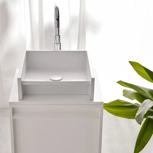 Aufsatzwaschbecken Mineralguss Stone Juno, Rechteckig, 41 x 40 cm, Höhe 12,5 cm – Elegant und Funktional