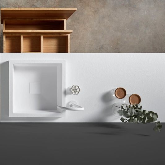 Einbauwaschbecken Mineralguss Stone Sira, Quadratisch, 40 x 40 cm, Höhe 13 cm – Kompakt und Elegant