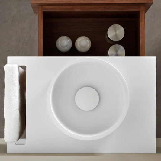 Aufsatzwaschbecken Mineralguss Stone Sila, Rund, Ø 25 cm, Höhe 10 cm – Kompakt und Elegant