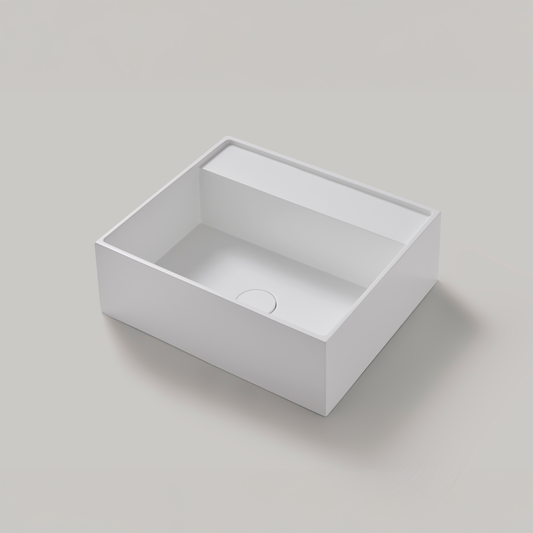 Aufsatzwaschbecken Mineralguss Stone Aris, Rechteckig, 56 x 47 cm, Höhe 18 cm – Stilvoll und Funktional