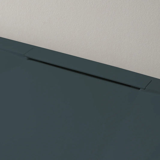 Mineralguss Duschwanne Stone Milo Anthrazit – Seitlicher Verdeckter Ablauf – Rutschfest und Langlebig