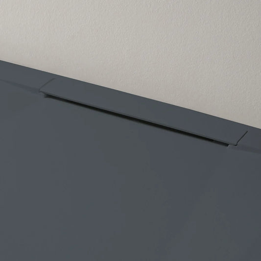 Mineralguss Duschwanne Stone Vera Grau RAL 7015 – Frontaler Verdeckter Ablauf – Rutschfest und Langlebig