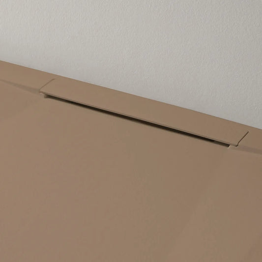 Mineralguss Duschwanne Stone Vera Mokka – Frontaler Verdeckter Ablauf – Rutschfest und Langlebig