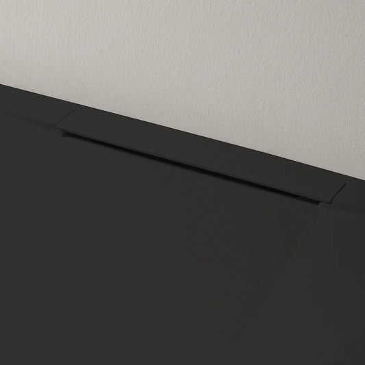 Mineralguss Duschwanne Stone Vera Schwarz – Frontaler Verdeckter Ablauf – Rutschfest und Langlebig