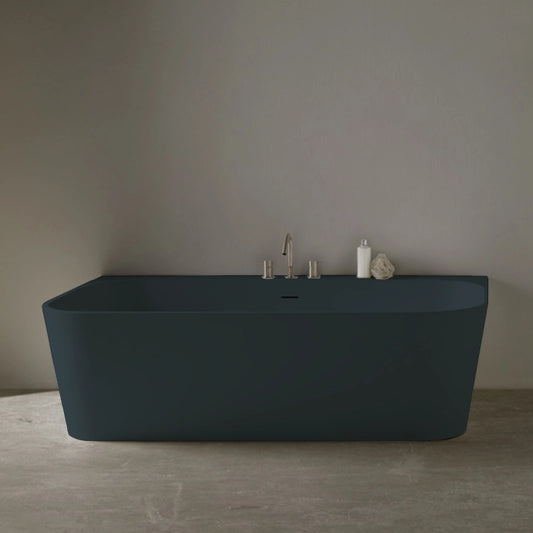 Wandmontierte Mineralguss Badewanne Eos Anthrazit – 167 x 86 x 50 cm – Modernes Design und Langlebigkeit