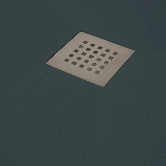 Mineralguss Duschwanne Stone Ceres Anthrazit – Halbkreisform – Mittiger Verdeckter Ablauf – Rutschfest und Langlebig