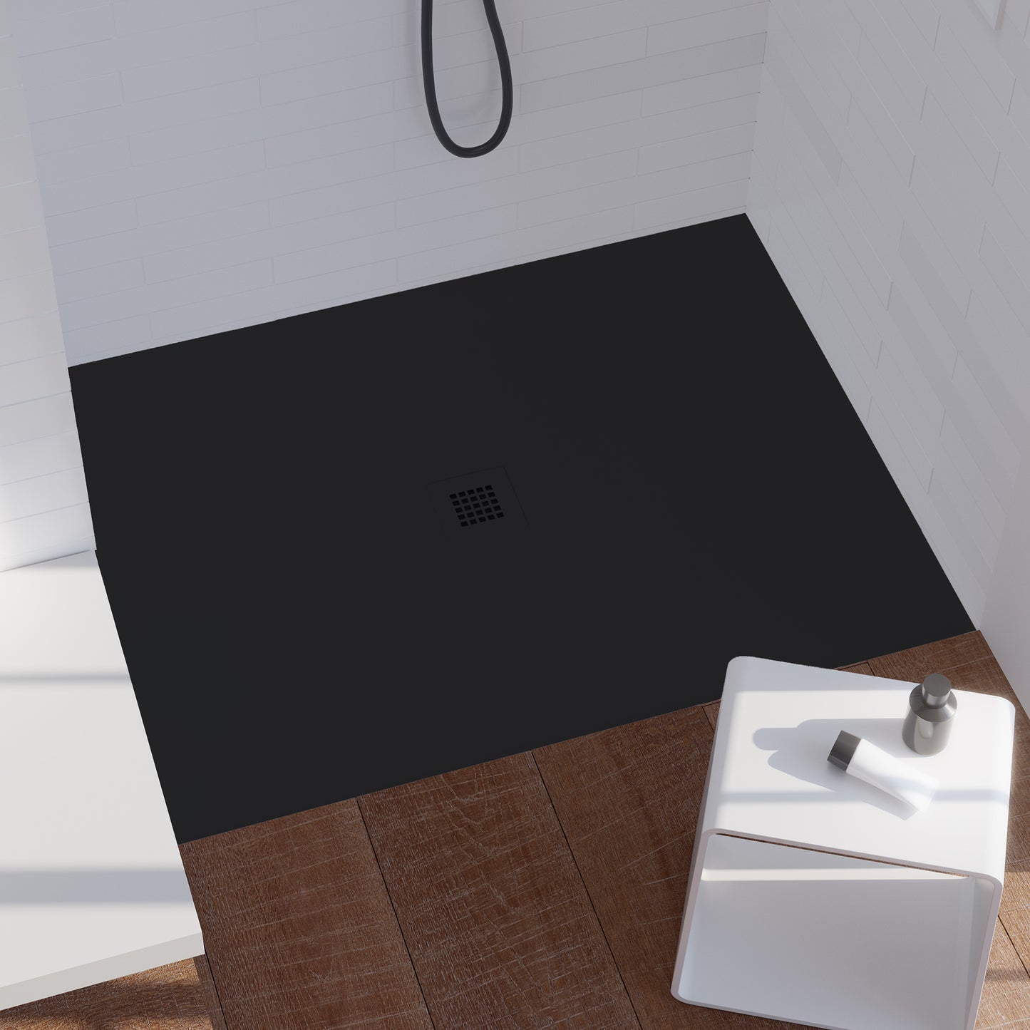 Mineralguss Duschwanne Arena Central Kollektion – Mittiger Ablauf – Rutschfest und Langlebig