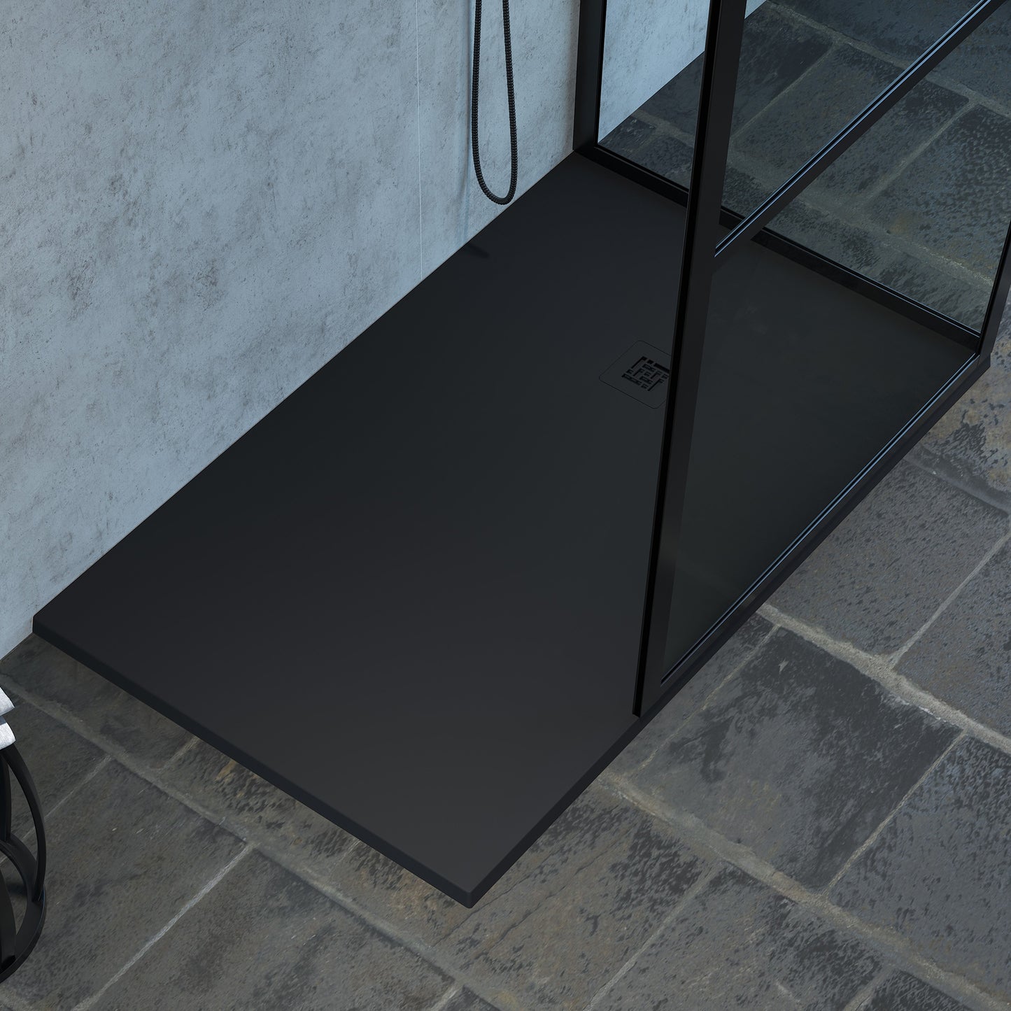 Mineralguss Duschwanne Arena Classic Kollektion – Mittiger Ablauf – Rutschfest und Langlebig