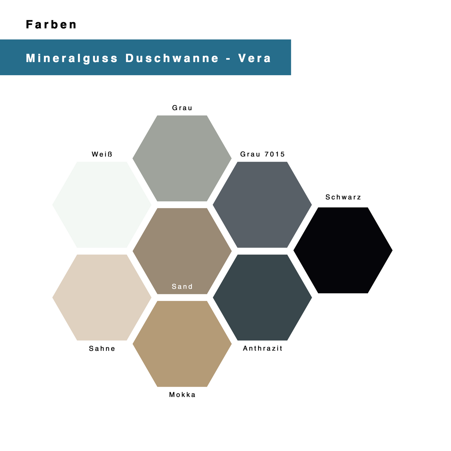 Mineralguss Duschwanne Stone Vera Weiß – Frontaler Verdeckter Ablauf – Rutschfest und Langlebig