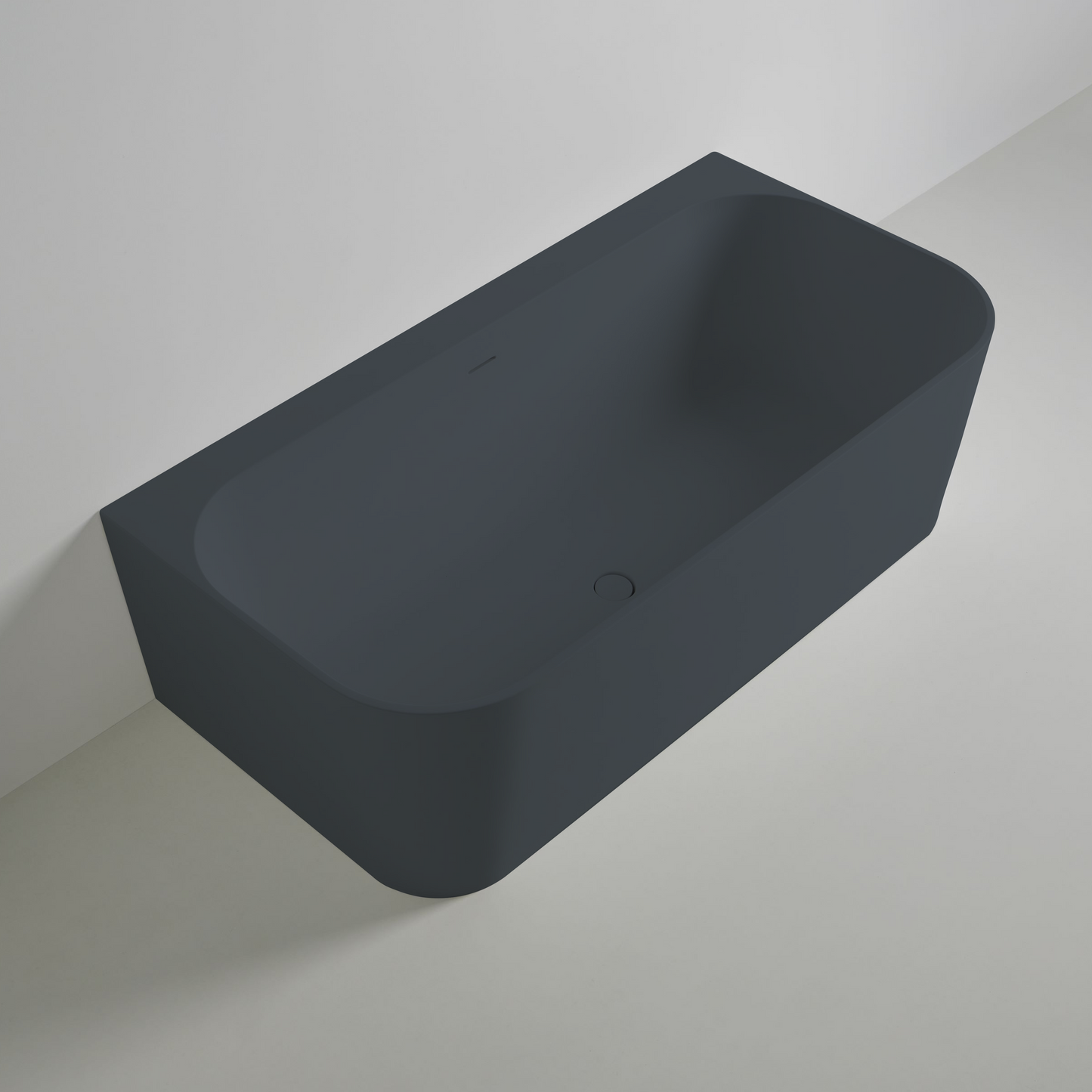Wandmontierte Mineralguss Badewanne Eos Grau 7015 – 167 x 86 x 50 cm – Modernes Design und Langlebigkeit
