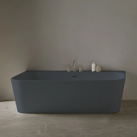 Wandmontierte Mineralguss Badewanne Eos Grau 7015 – 167 x 86 x 50 cm – Modernes Design und Langlebigkeit