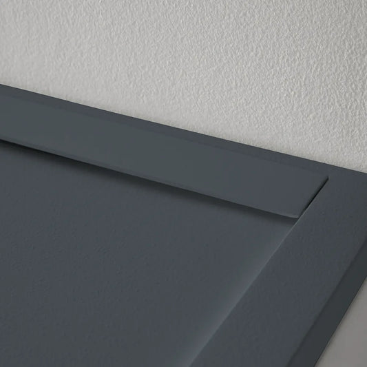 Mineralguss Duschwanne Stone Kali Grau RAL 7015 – Seitlicher Verdeckter Ablauf – Rutschfest und Langlebig