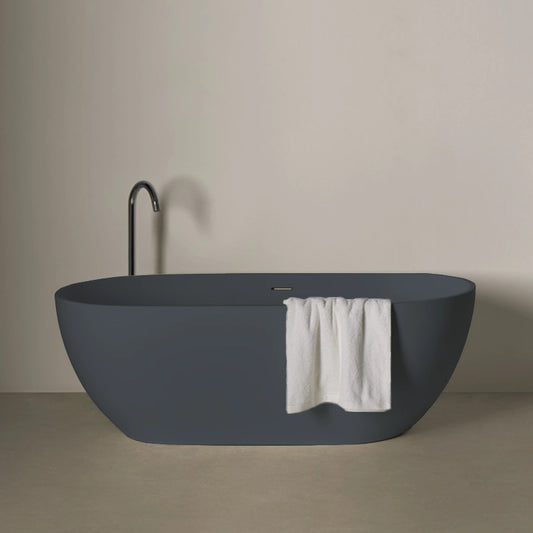 Freistehende Mineralguss Badewanne Luma Grau RAL 7015 – Modernes Design und Langlebigkeit