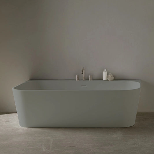 Wandmontierte Mineralguss Badewanne Eos Grau – 167 x 86 x 50 cm – Modernes Design und Langlebigkeit