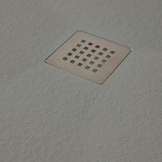 Mineralguss Duschwanne Stone Rhea Grau – Mittiger Verdeckter Ablauf – Rutschfest und Langlebig