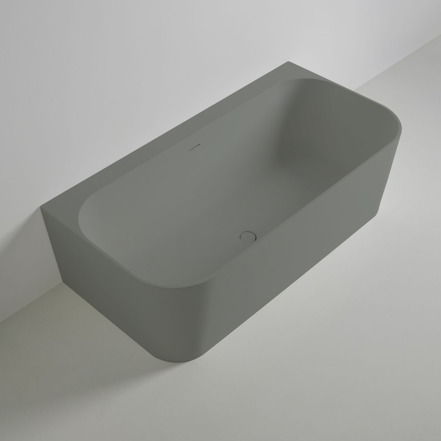 Wandmontierte Mineralguss Badewanne Eos Grau – 167 x 86 x 50 cm – Modernes Design und Langlebigkeit