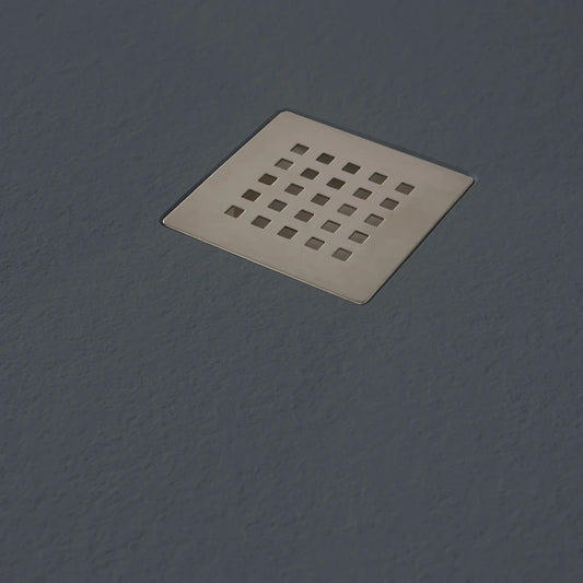 Mineralguss Duschwanne Stone Arko Grau RAL 7015 mittiger Ablauf Nahaufnahme