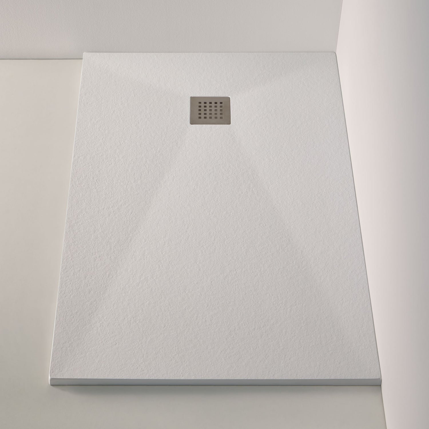 Mineralguss Duschwanne Stone Arko Weiß Draufsicht mittiger Ablauf