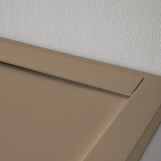 Mineralguss Duschwanne Stone Kali Mokka – Seitlicher Verdeckter Ablauf – Rutschfest und Langlebig