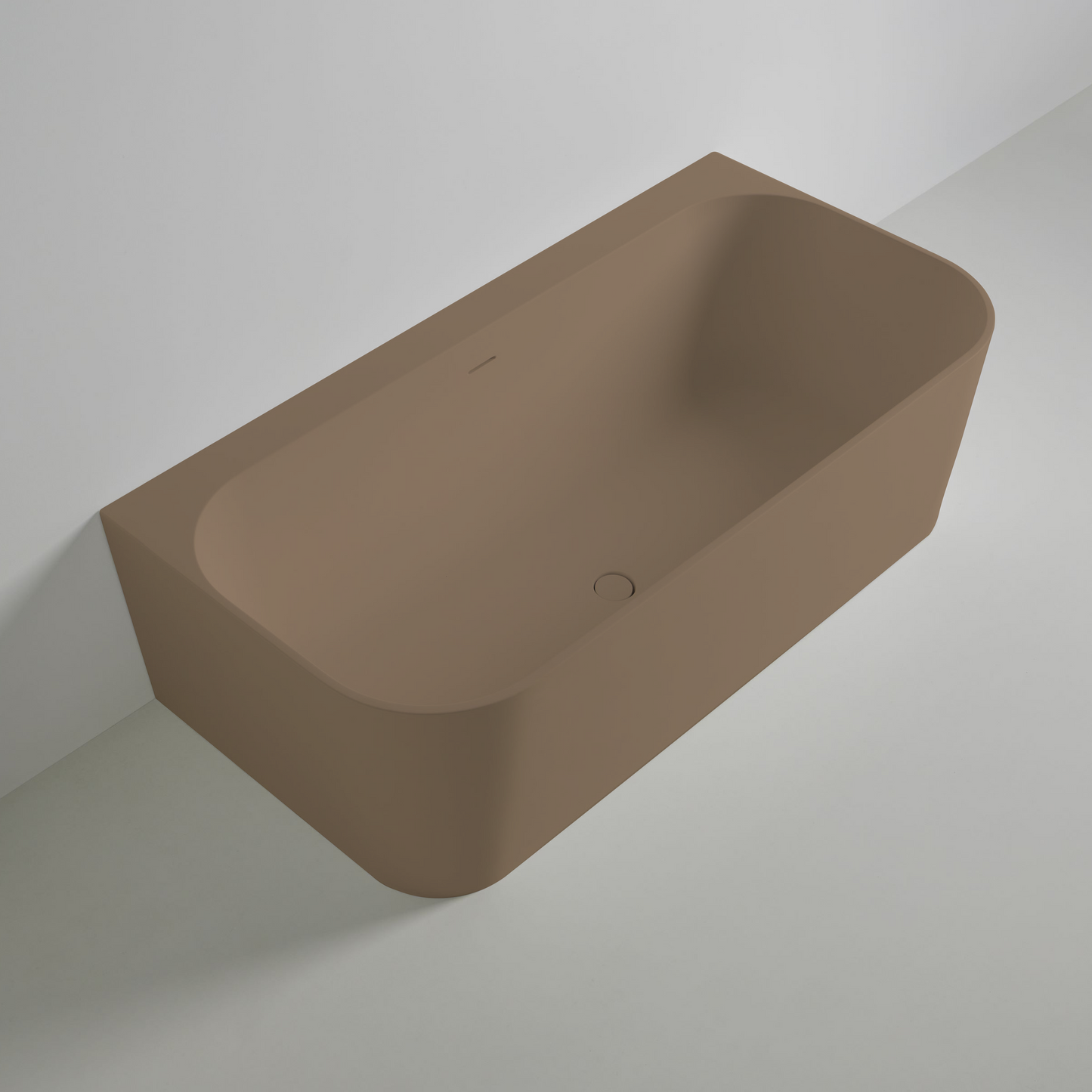 Wandmontierte Mineralguss Badewanne Eos Mokka – 167 x 86 x 50 cm – Modernes Design und Langlebigkeit