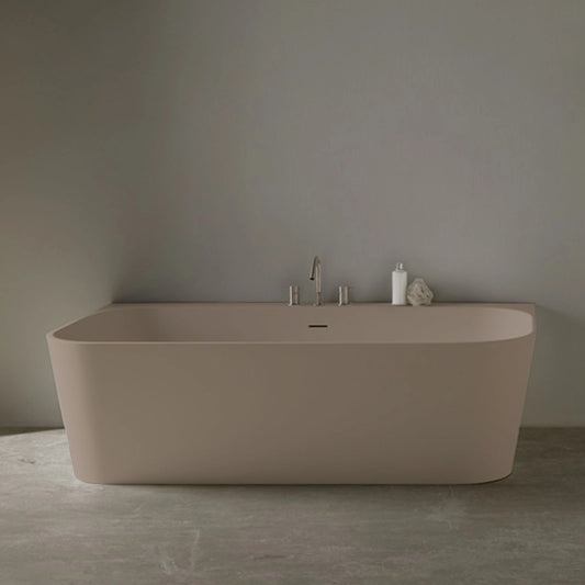 Wandmontierte Mineralguss Badewanne Eos Sand – 167 x 86 x 50 cm – Modernes Design und Langlebigkeit