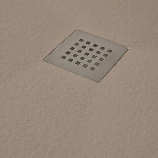 Mineralguss Duschwanne Stone Rhea Sand – Mittiger Verdeckter Ablauf – Rutschfest und Langlebig