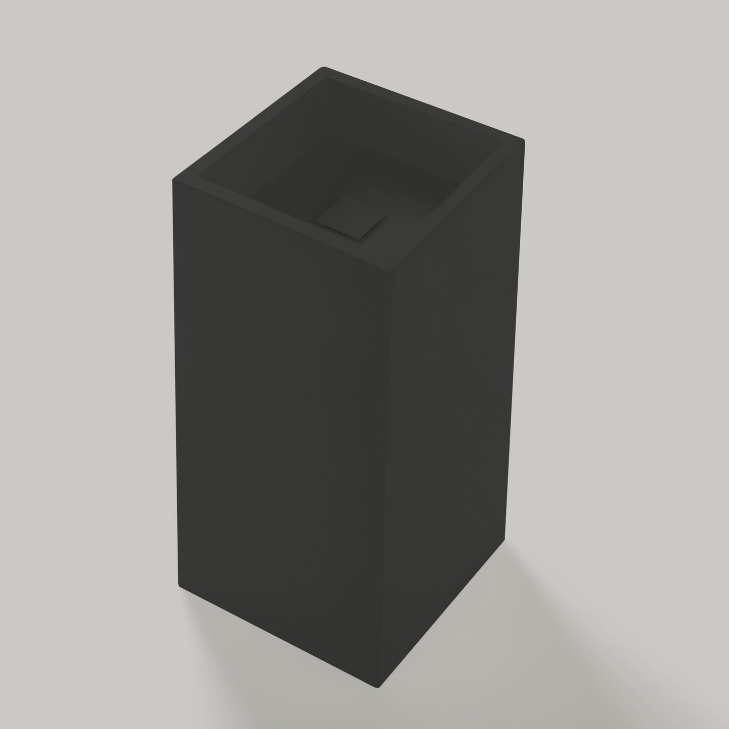 Freistehendes Waschbecken Mineralguss Stone Ikarus, Quadratisch, 40 x 40 cm, Höhe 90 cm – Modern und Stilvoll