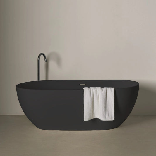 Freistehende Mineralguss Badewanne Luma Schwarz – Modernes Design und Langlebigkeit