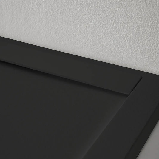 Mineralguss Duschwanne Stone Kali Schwarz – Seitlicher Verdeckter Ablauf – Rutschfest und Langlebig