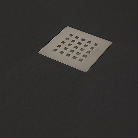 Mineralguss Duschwanne Stone Rhea Schwarz – Mittiger Verdeckter Ablauf – Rutschfest und Langlebig