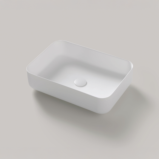 Aufsatzwaschbecken Mineralguss Stone Karios, Rechteckig, 55 x 38 cm, Höhe 15 cm – Modern und Funktional