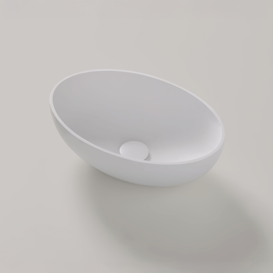 Aufsatzwaschbecken Mineralguss Stone Luno, Oval, 47 x 31 cm, Höhe 14,5 cm – Elegant und Funktional