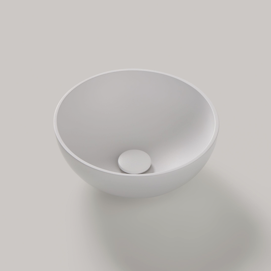 Aufsatzwaschbecken Mineralguss Stone Mira, Rund, Ø 36 cm, Höhe 12,5 cm – Modern und Elegant