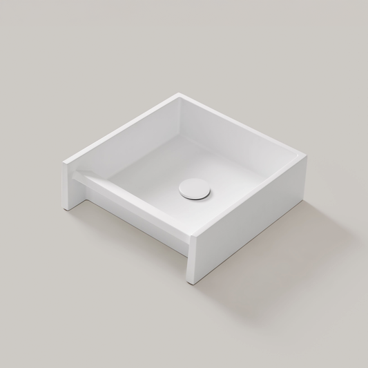 Aufsatzwaschbecken Mineralguss Stone Juno, Rechteckig, 41 x 40 cm, Höhe 12,5 cm – Elegant und Funktional