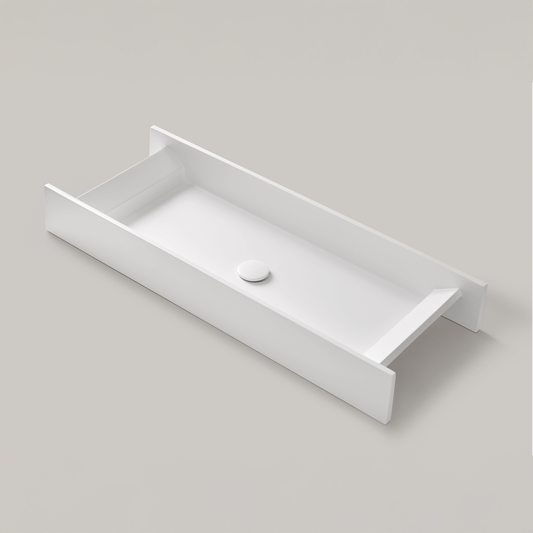 Aufsatzwaschbecken Mineralguss Stone Arvo, Rechteckig, 100 x 38,5 cm, Höhe 12,5 cm – Groß und Funktional