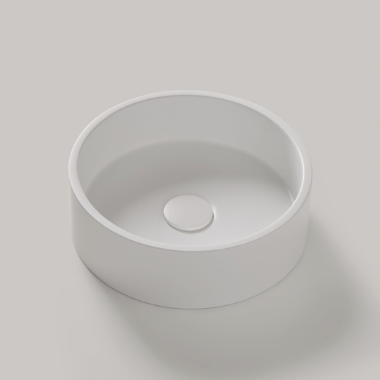 Aufsatzwaschbecken Mineralguss Stone Lunos, Rund, Ø 37,5 cm, Höhe 10 cm – Zeitloses Design und Funktionalität
