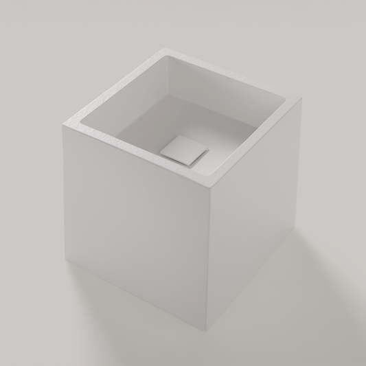 Freistehendes Waschbecken Mineralguss Stone Rho, Quadratisch, 40 x 40 cm, Höhe 40 cm – Modern und Elegant