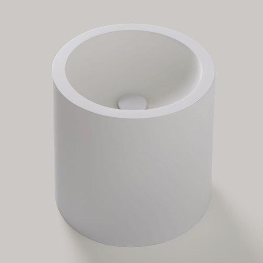 Freistehendes Waschbecken Mineralguss Stone Lys, Rund, Ø 42 cm, Höhe 40 cm – Modern und Funktional