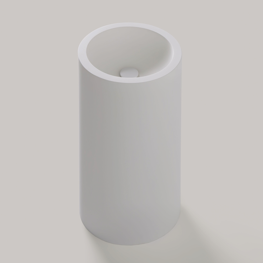 Freistehendes Waschbecken Mineralguss Stone Miron, Rund, Ø 42 cm, Höhe 90 cm – Elegant und Funktional