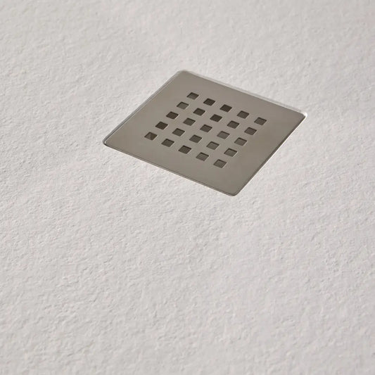 Mineralguss Duschwanne Stone Rhea Weiß – Mittiger Verdeckter Ablauf – Rutschfest und Langlebig