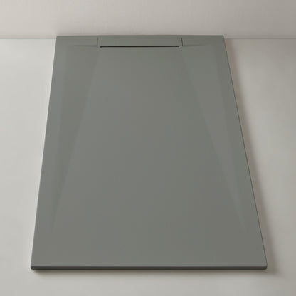 Mineralguss Duschwanne Stone Vera Grau – Frontaler Verdeckter Ablauf – Rutschfest und Langlebig