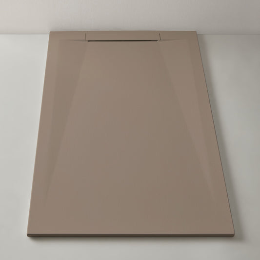 Mineralguss Duschwanne Stone Vera Sand – Frontaler Verdeckter Ablauf – Rutschfest und Langlebig