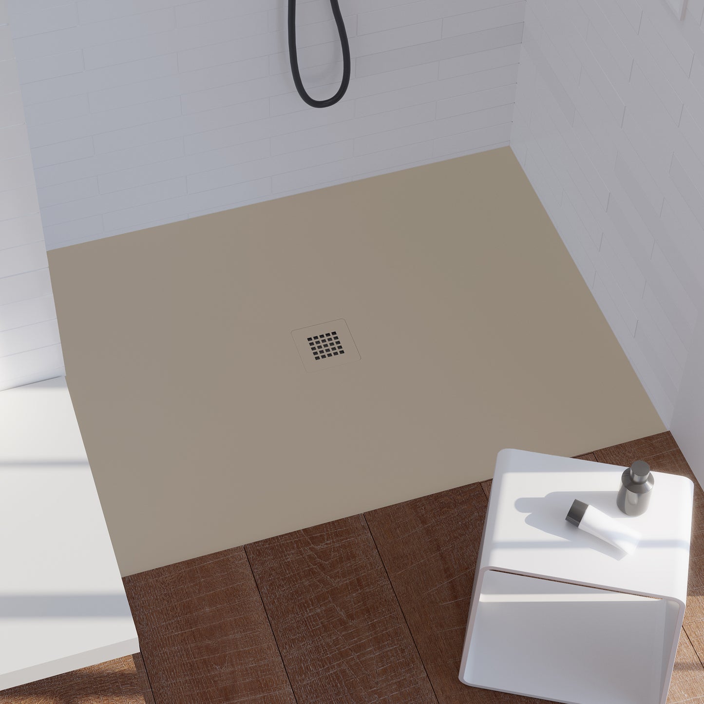 Mineralguss Duschwanne Arena Central Kollektion – Mittiger Ablauf – Rutschfest und Langlebig