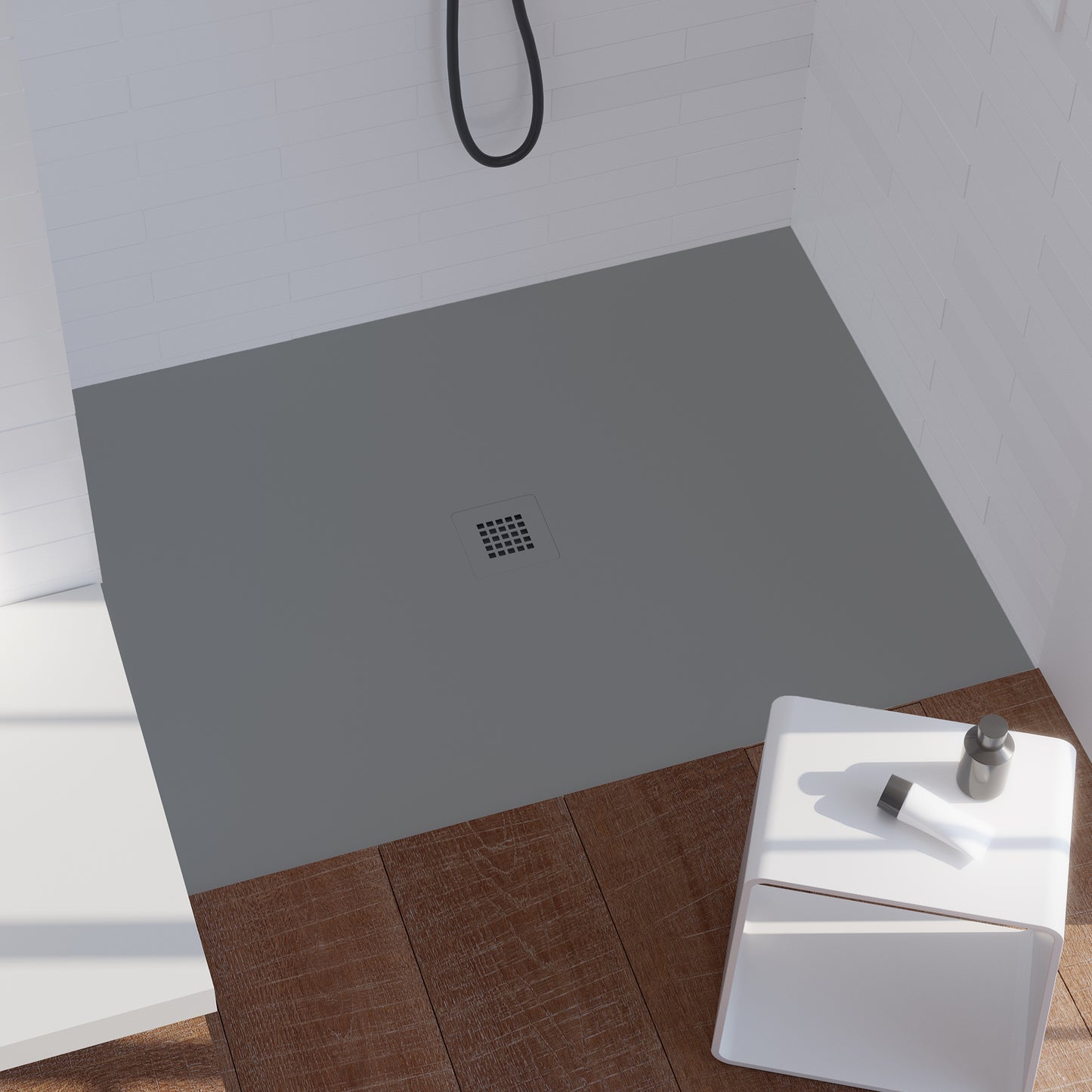 Mineralguss Duschwanne Arena Central Kollektion – Mittiger Ablauf – Rutschfest und Langlebig