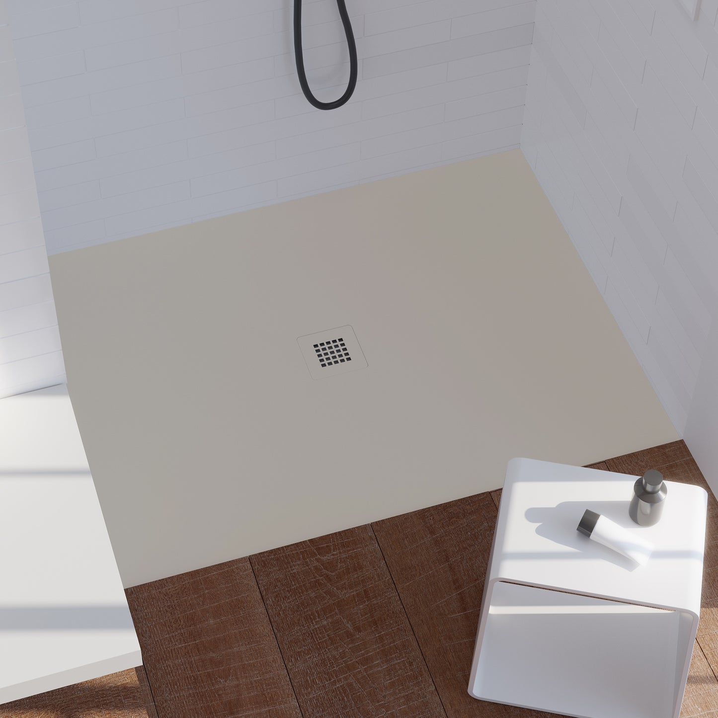 Mineralguss Duschwanne Arena Central Kollektion – Mittiger Ablauf – Rutschfest und Langlebig