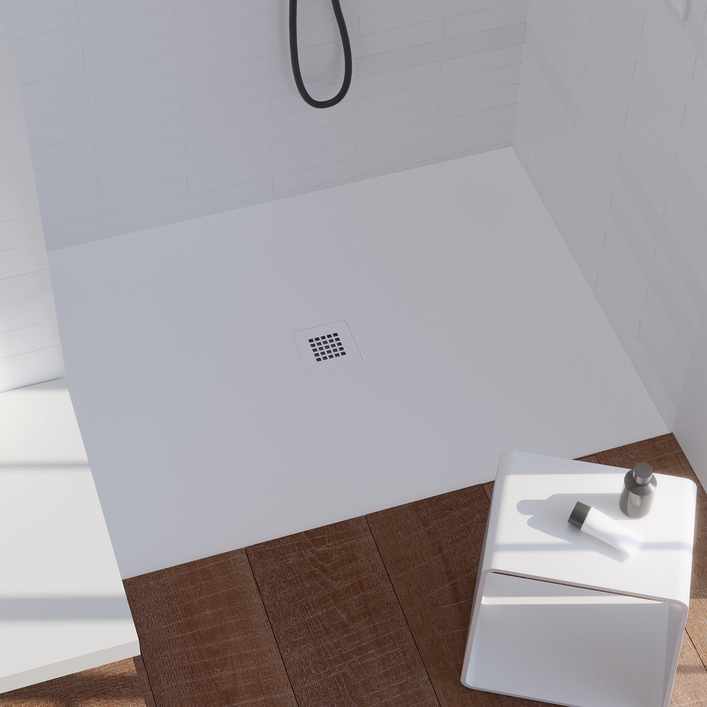 Mineralguss Duschwanne Arena Central Kollektion – Mittiger Ablauf – Rutschfest und Langlebig