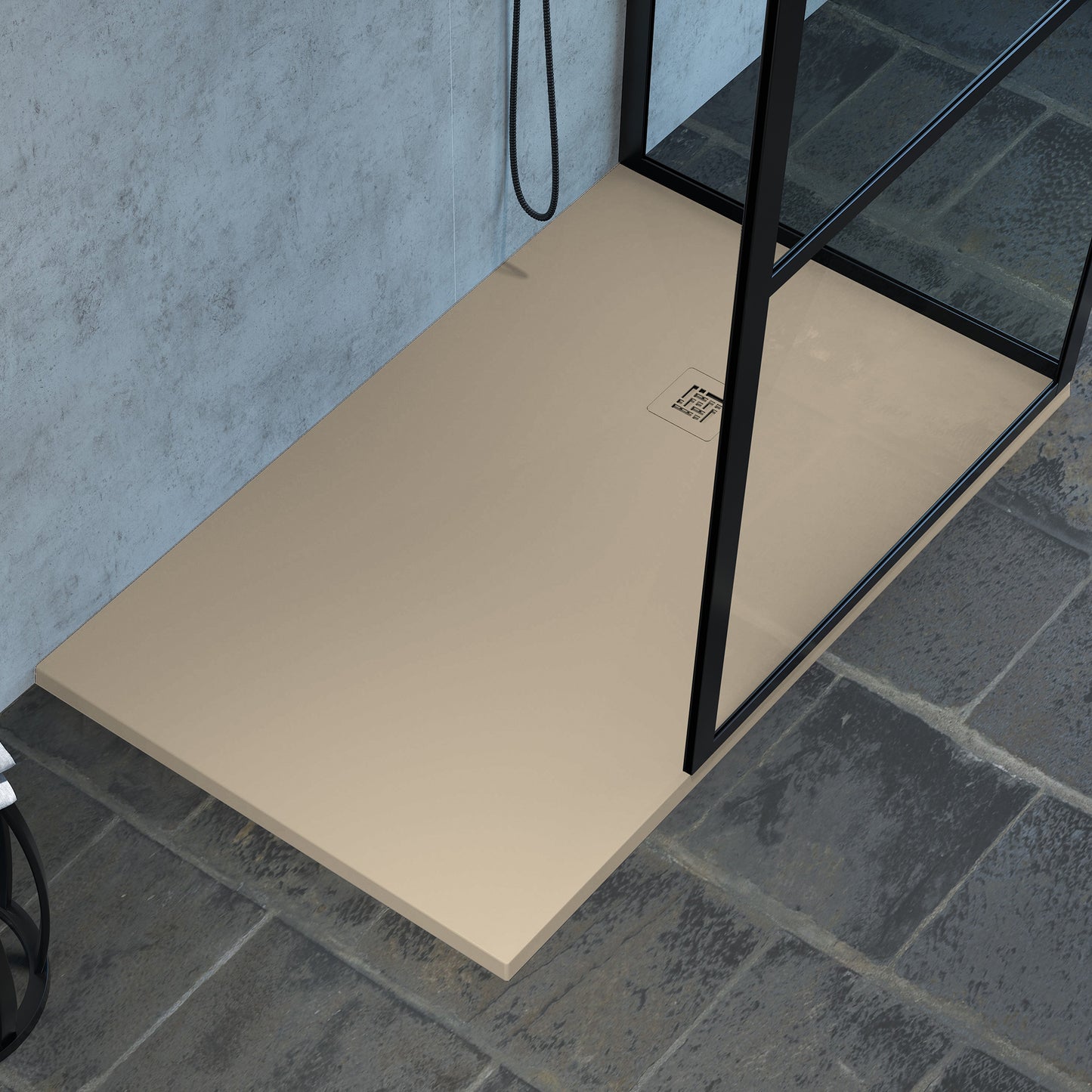 Mineralguss Duschwanne Arena Classic Kollektion – Mittiger Ablauf – Rutschfest und Langlebig