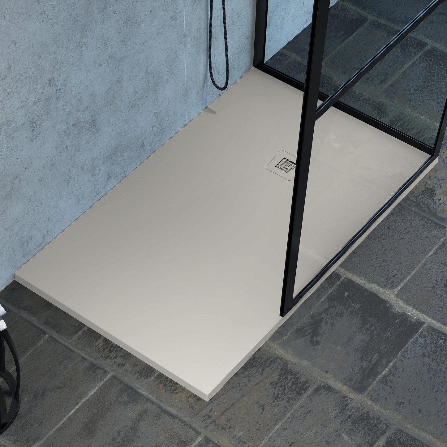 Mineralguss Duschwanne Arena Classic Kollektion – Mittiger Ablauf – Rutschfest und Langlebig