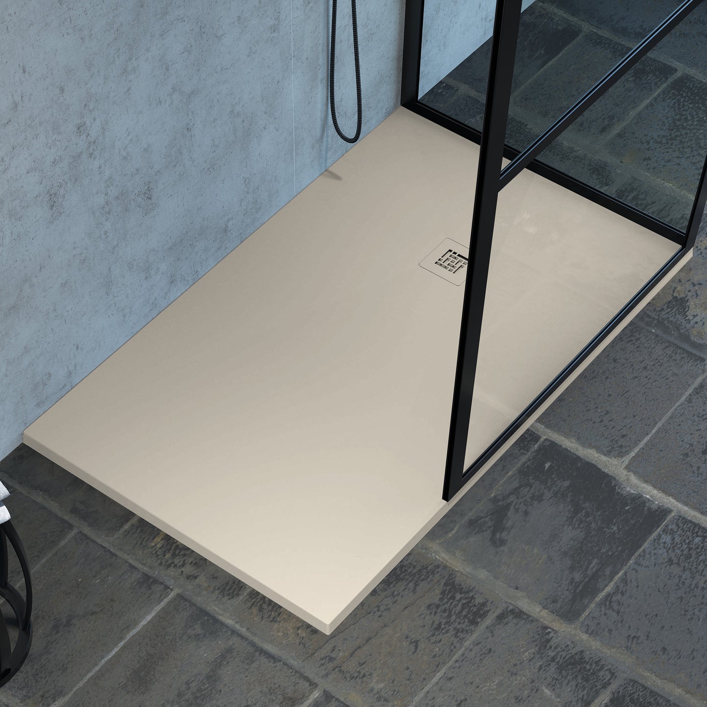 Mineralguss Duschwanne Arena Classic Kollektion – Mittiger Ablauf – Rutschfest und Langlebig